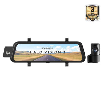Road Angel Halo Vision 3 4K – 2160p & 1080p Front & Rear Anti-Glare Mirror Dash Cam with integrated 10 inch LCD Touchscreen