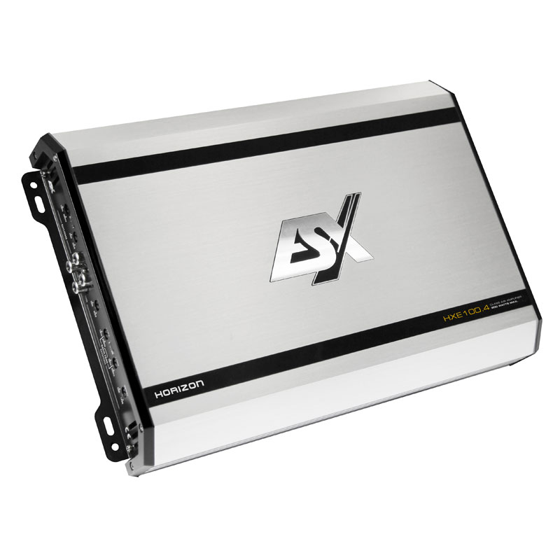 HXE100.4-01 Silver ESX Horizon HXE 100.4 car audio amplifier for installation by Apex Automotive UK
