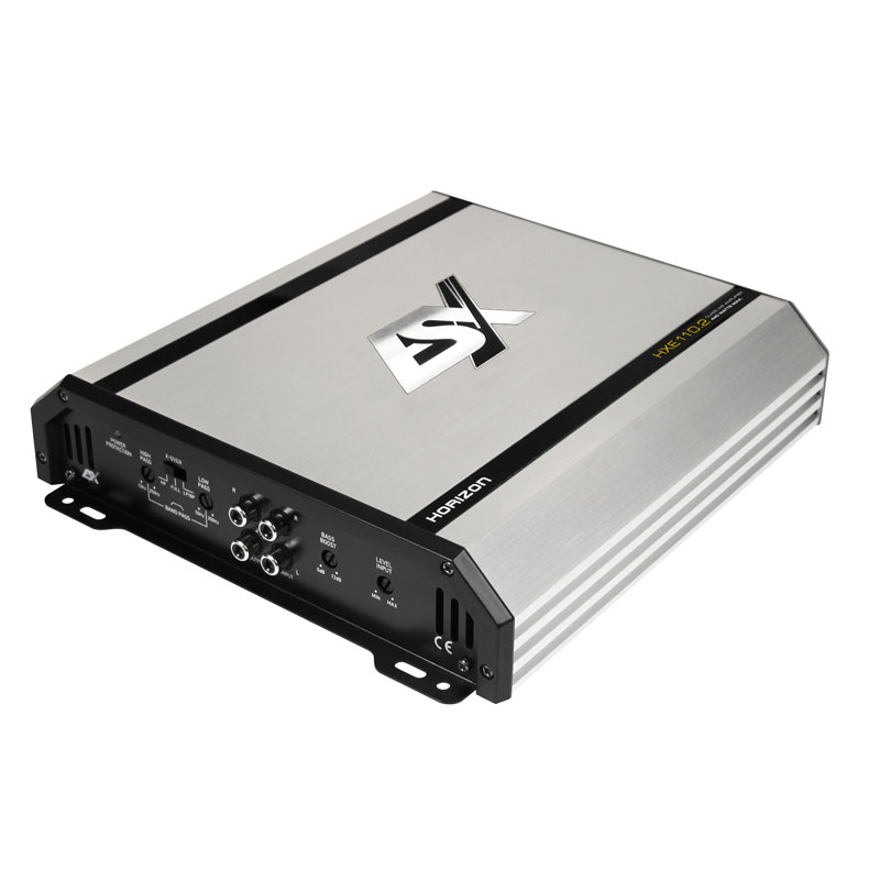 HXE110.2 ESX HXE110.2 Horizon 2-Channel amplifier showing top and control inputs at Apex Automotive UK